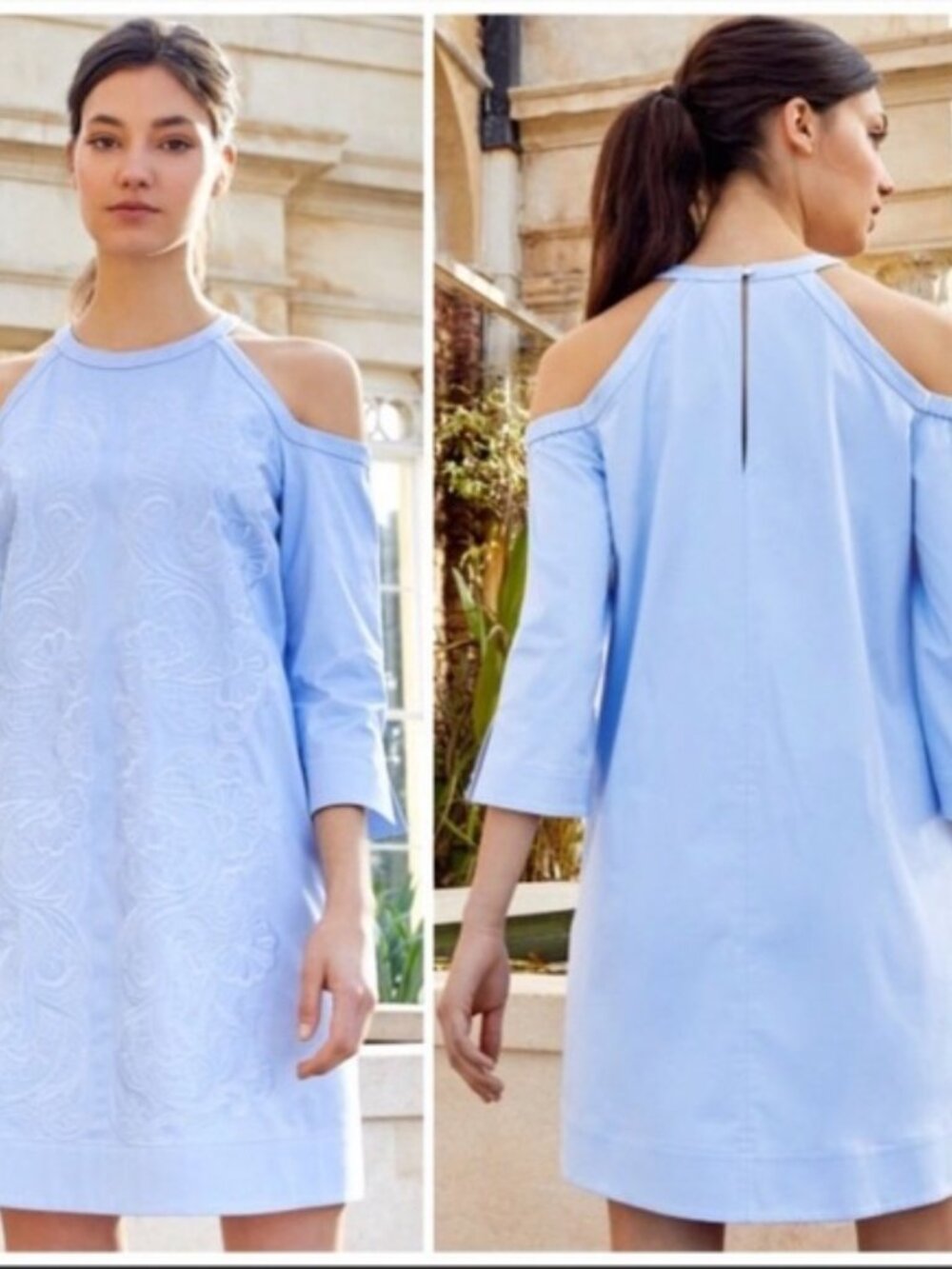 BNWT Ted Baker London Jettas Cut Out Cold Shoulder Dress Baby Blue